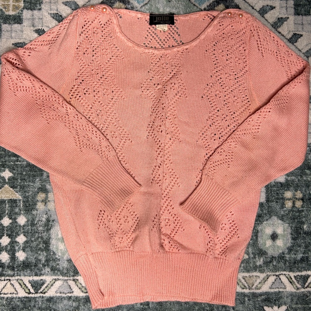 📟 Vintage 1980’s Jolie Coral Knit Women's Sweater